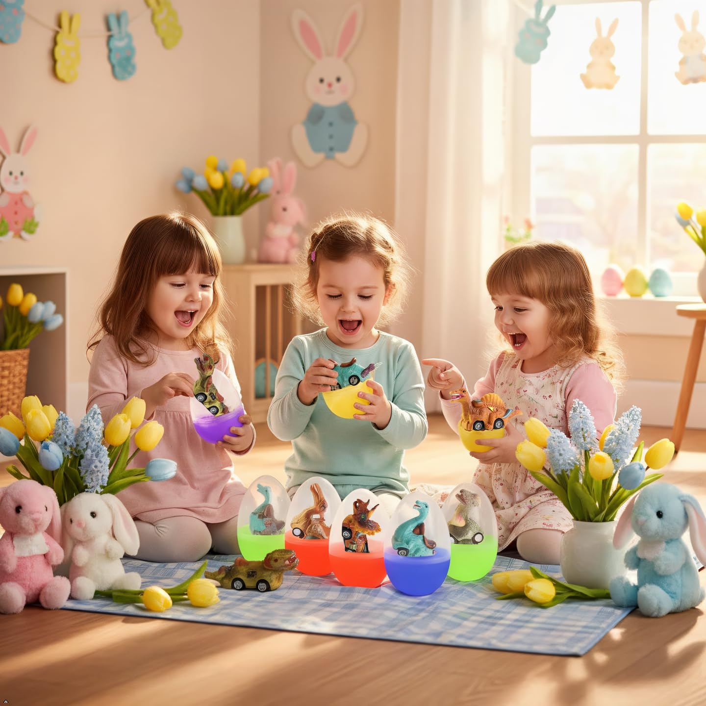 Amazon.com: Cherislpy 6 Pack Jumbo Eggs with Dinosaur Pull Back